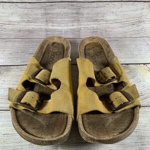 YOKONO Womens Size 8 Double Strap Buckle Cork Flat Sandals Made in Spain